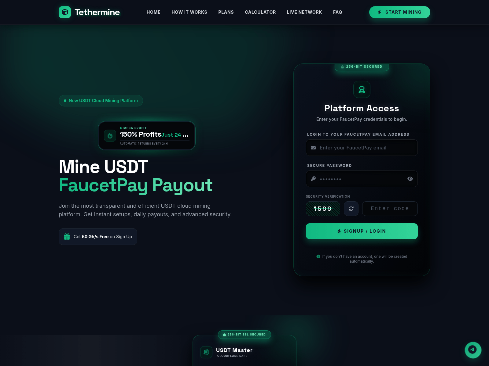 Forensic screenshot of tethermine.online