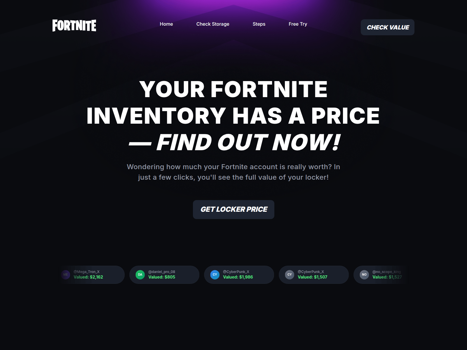 Forensic screenshot of fortnitecheck.com