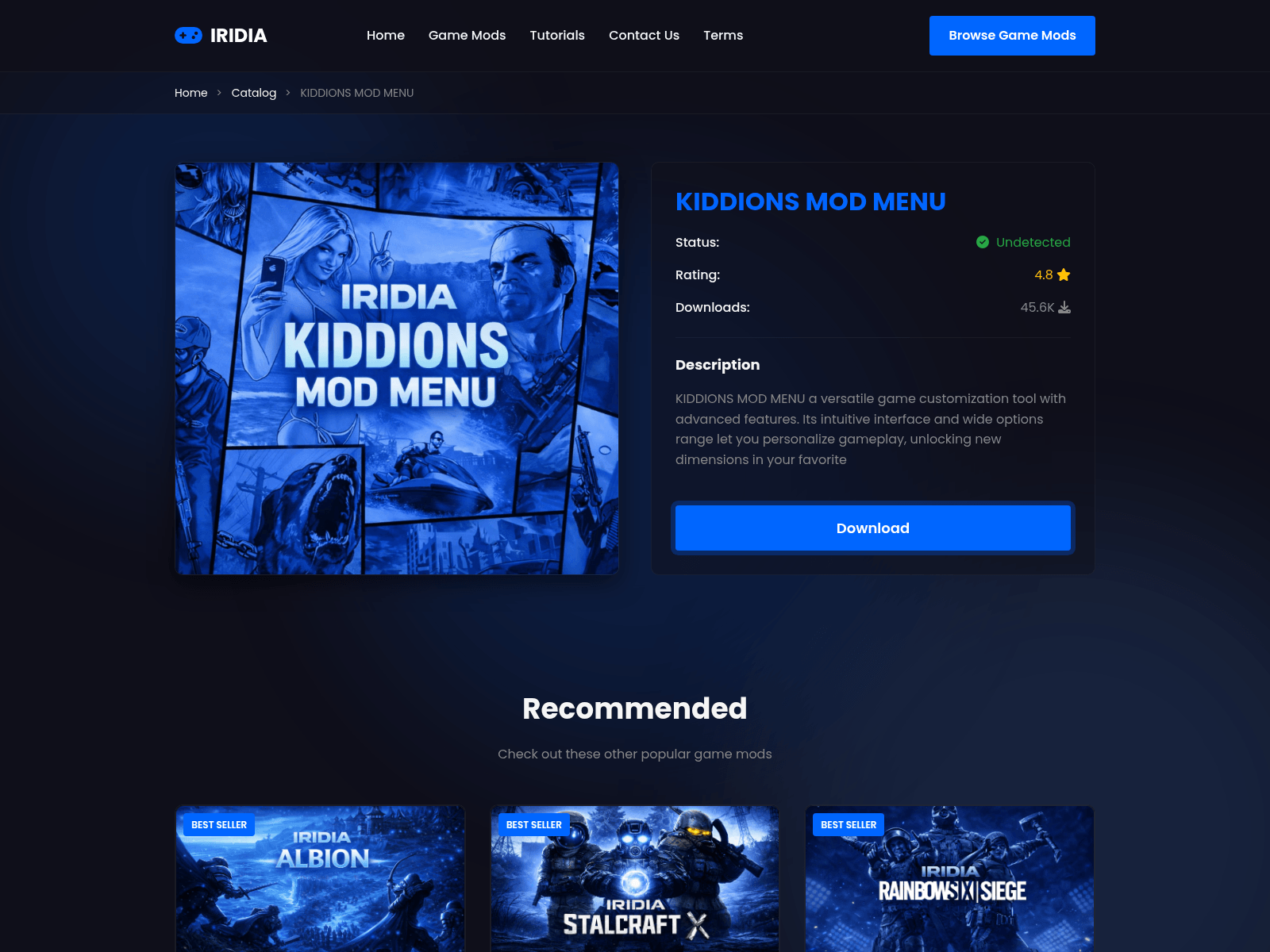 Forensic screenshot of iridia.me