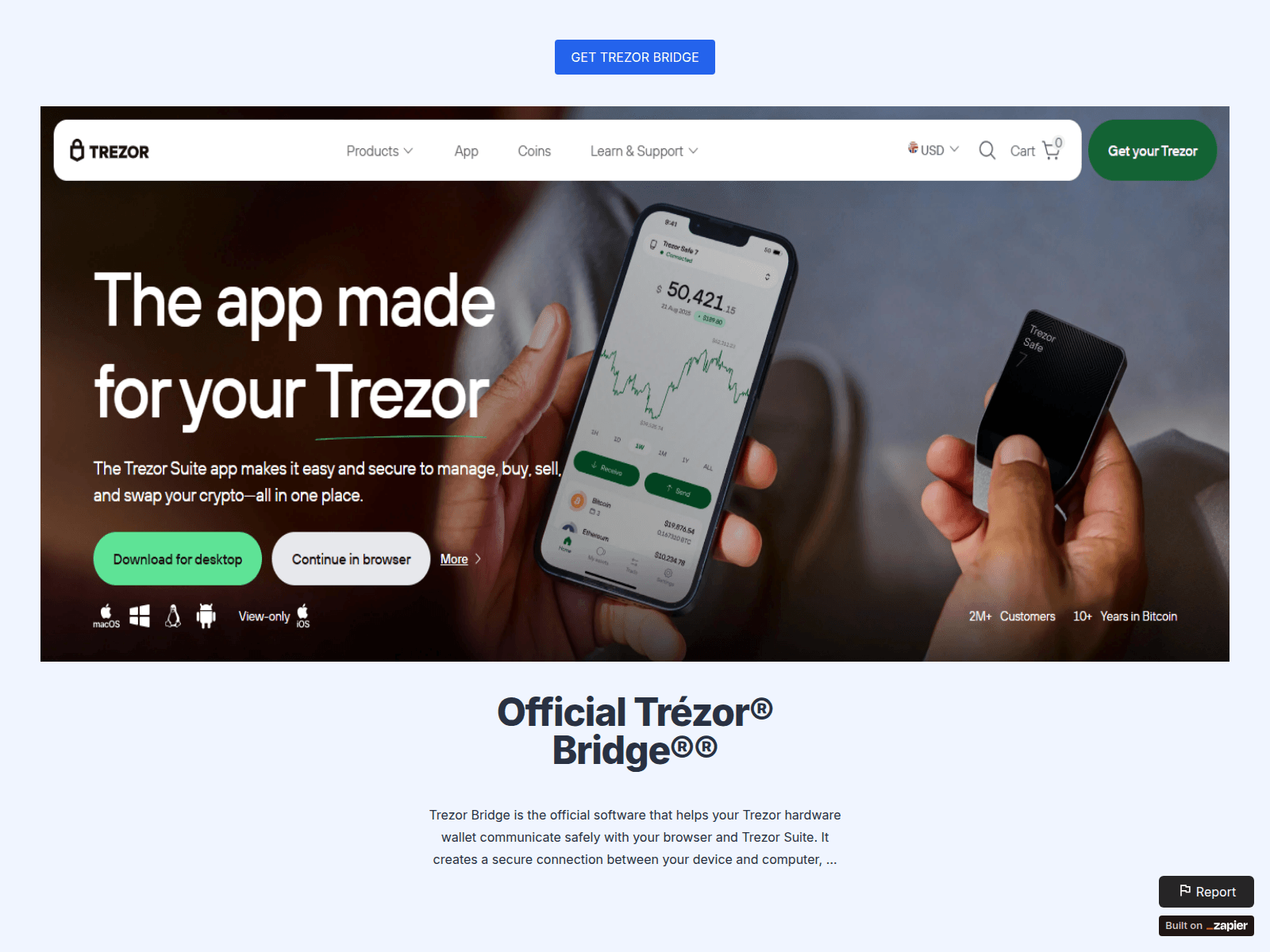 Forensic screenshot of homepage-trozr.zapier.app