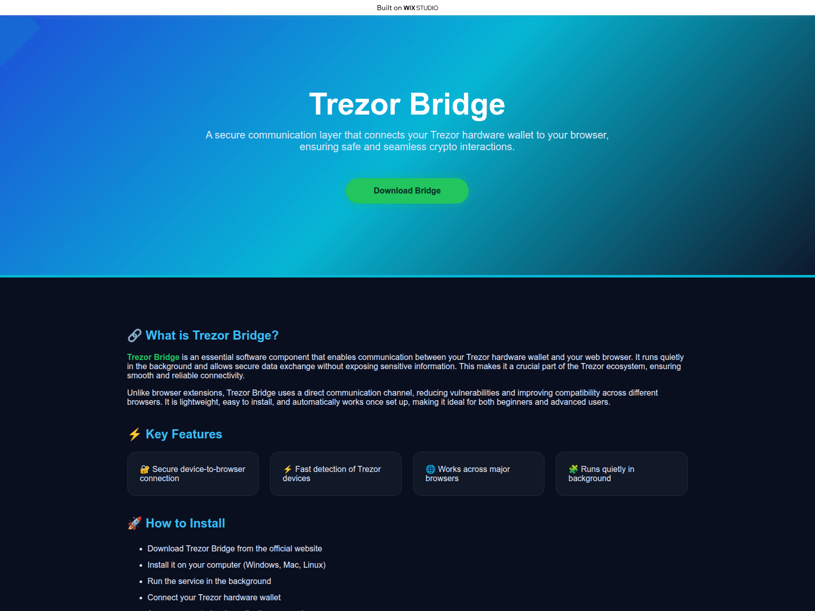 Forensic screenshot of device-bridge.wixstudio.com