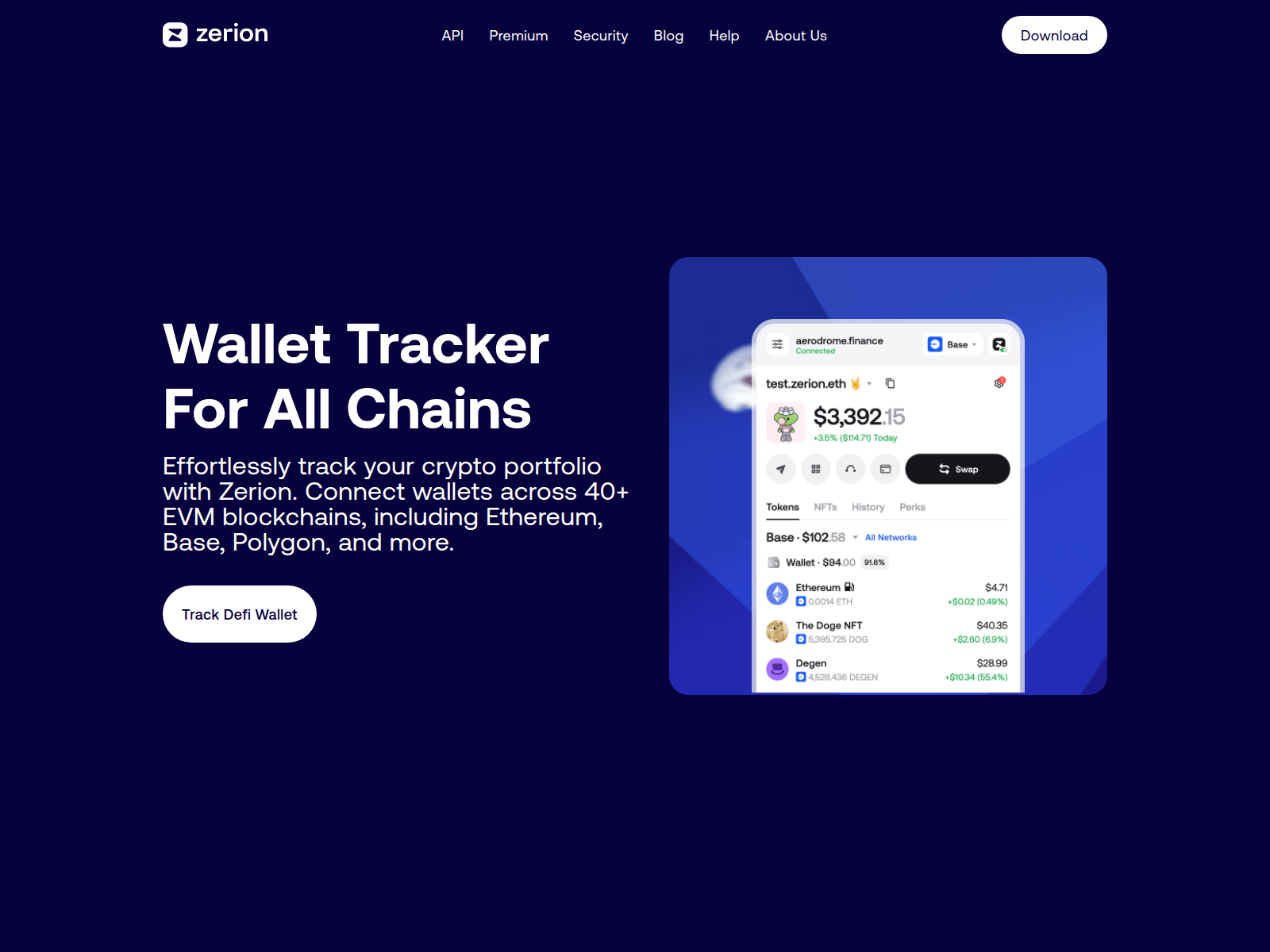 Forensic screenshot of zerion-tracker.firebaseapp.com