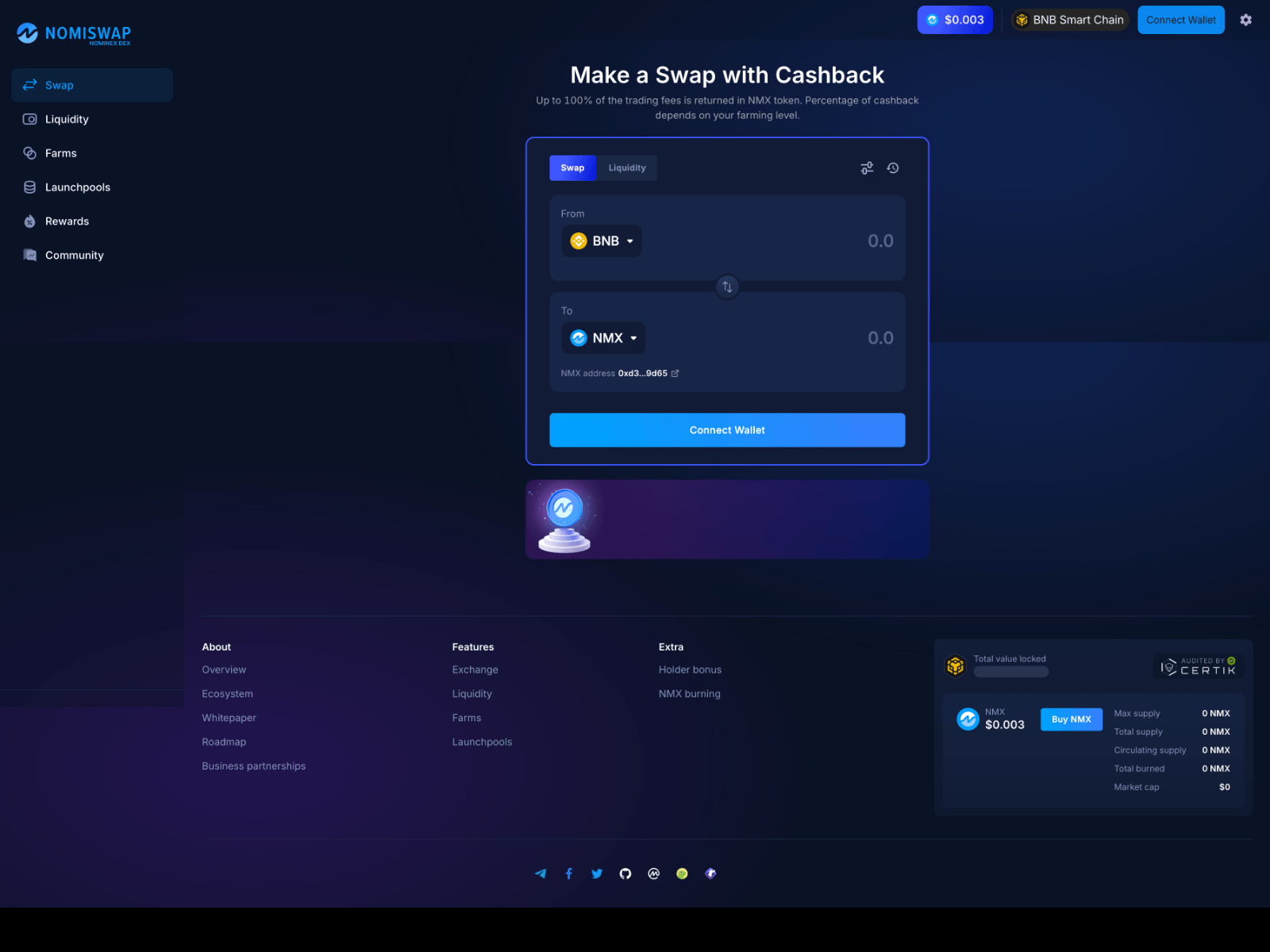 Forensic screenshot of nomiswap.pages.dev