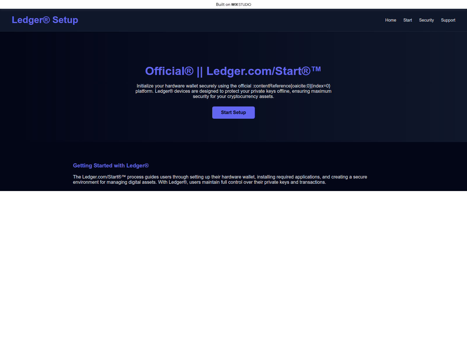 Forensic screenshot of homepage-startin.wixstudio.com
