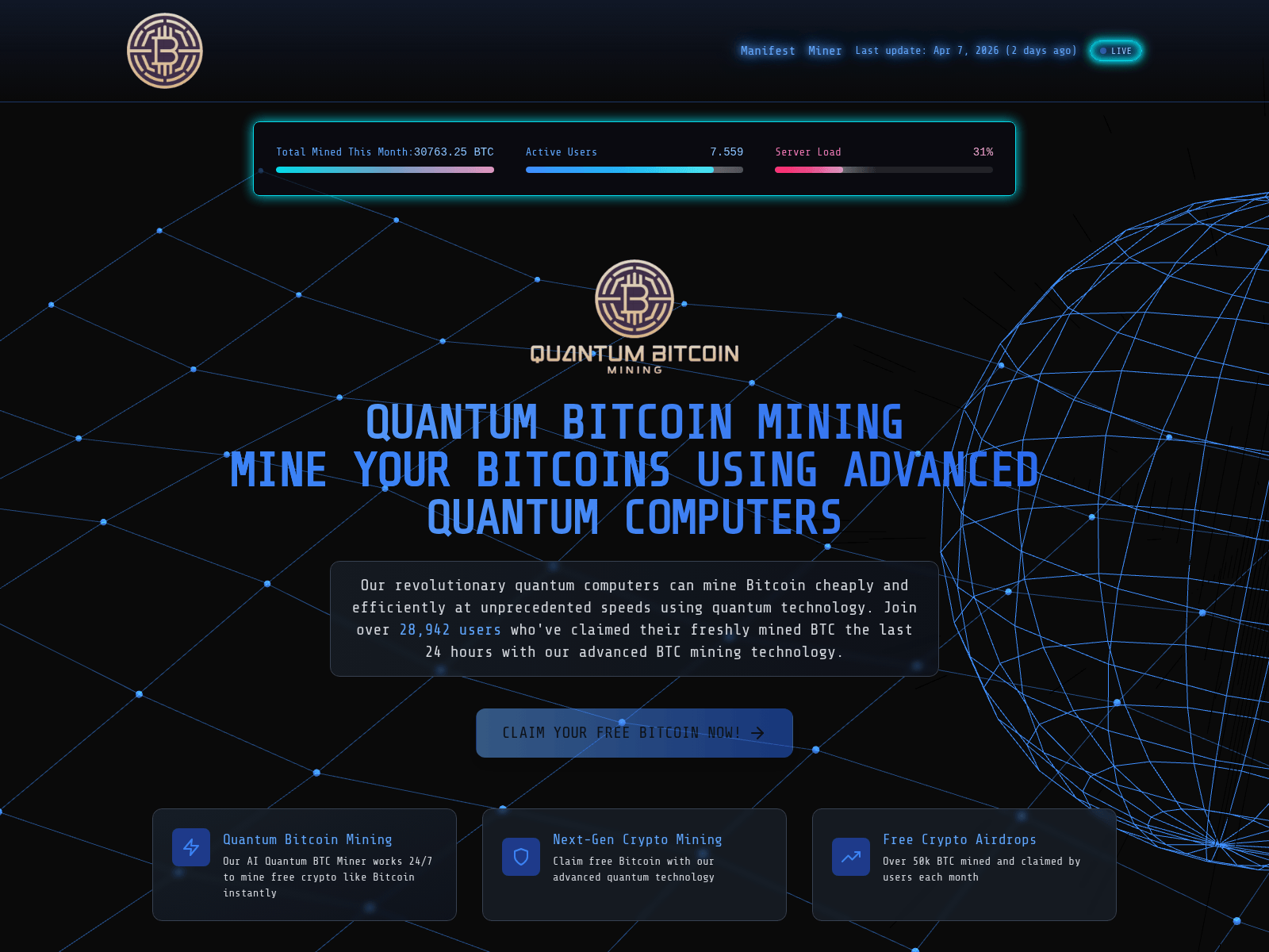 Forensic screenshot of quantumbitcoinmining.org