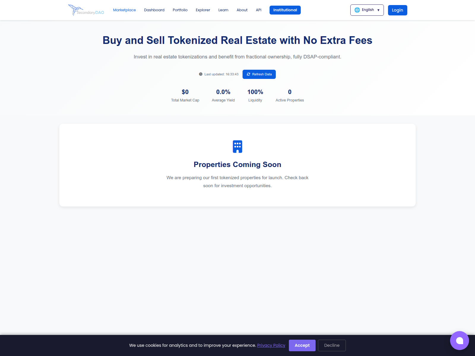Forensic screenshot of app.secondarydao.com