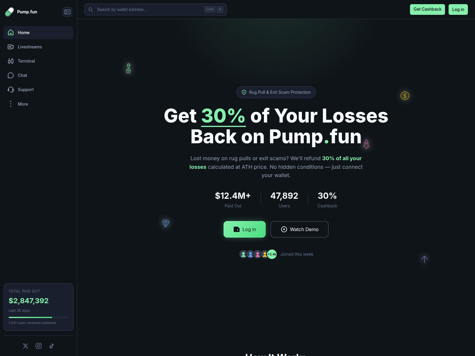 Forensic screenshot of perk-pump.fun