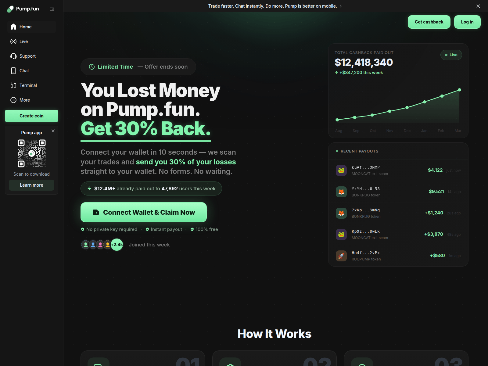 Forensic screenshot of startpump.fun