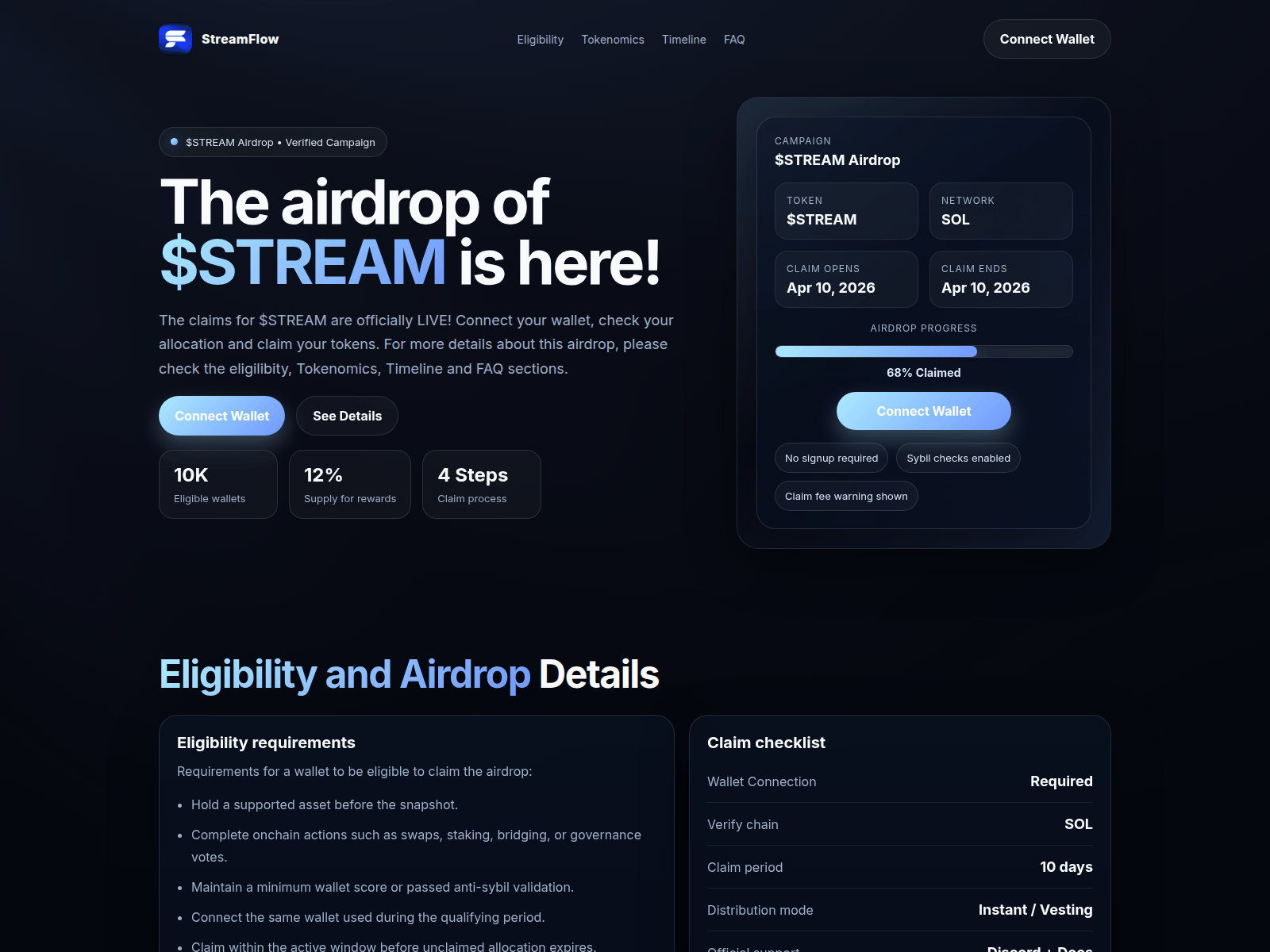 Forensic screenshot of streamflowfinance.xyz