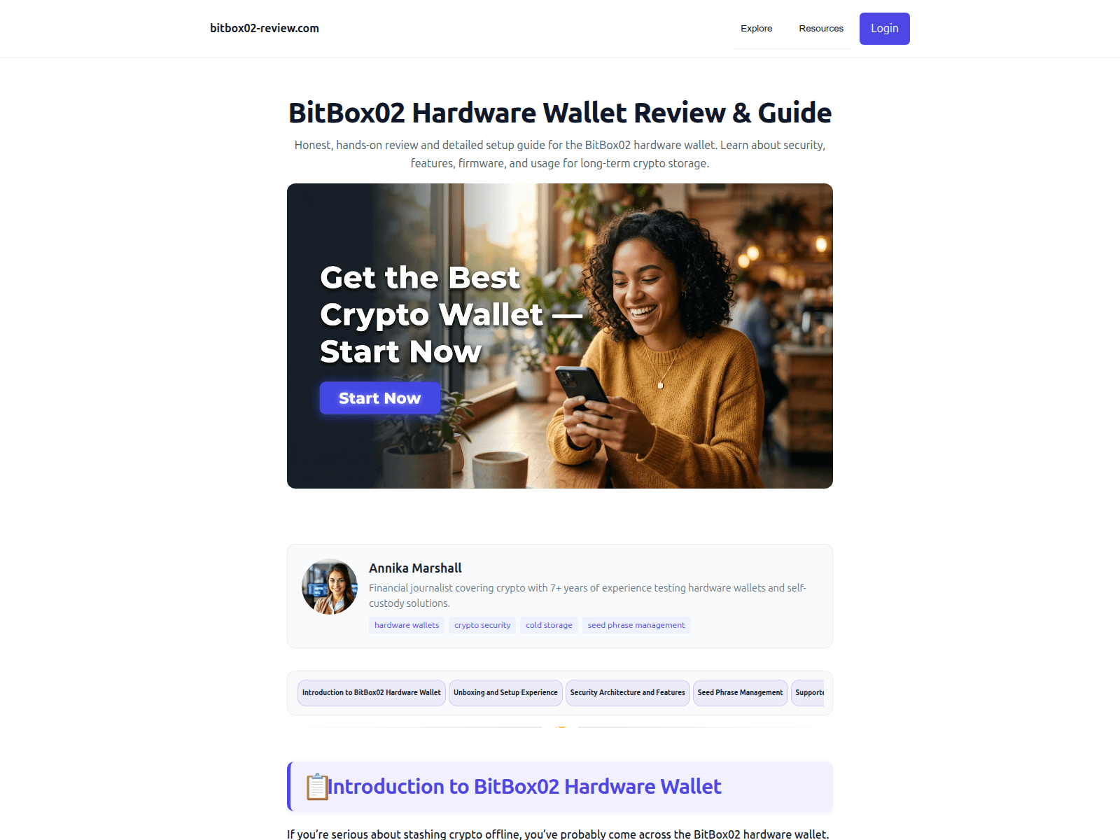Forensic screenshot of bitbox02-review.pages.dev