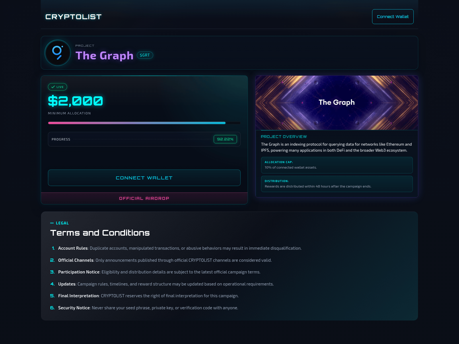Forensic screenshot of the-graph.entry-cryptolist.app