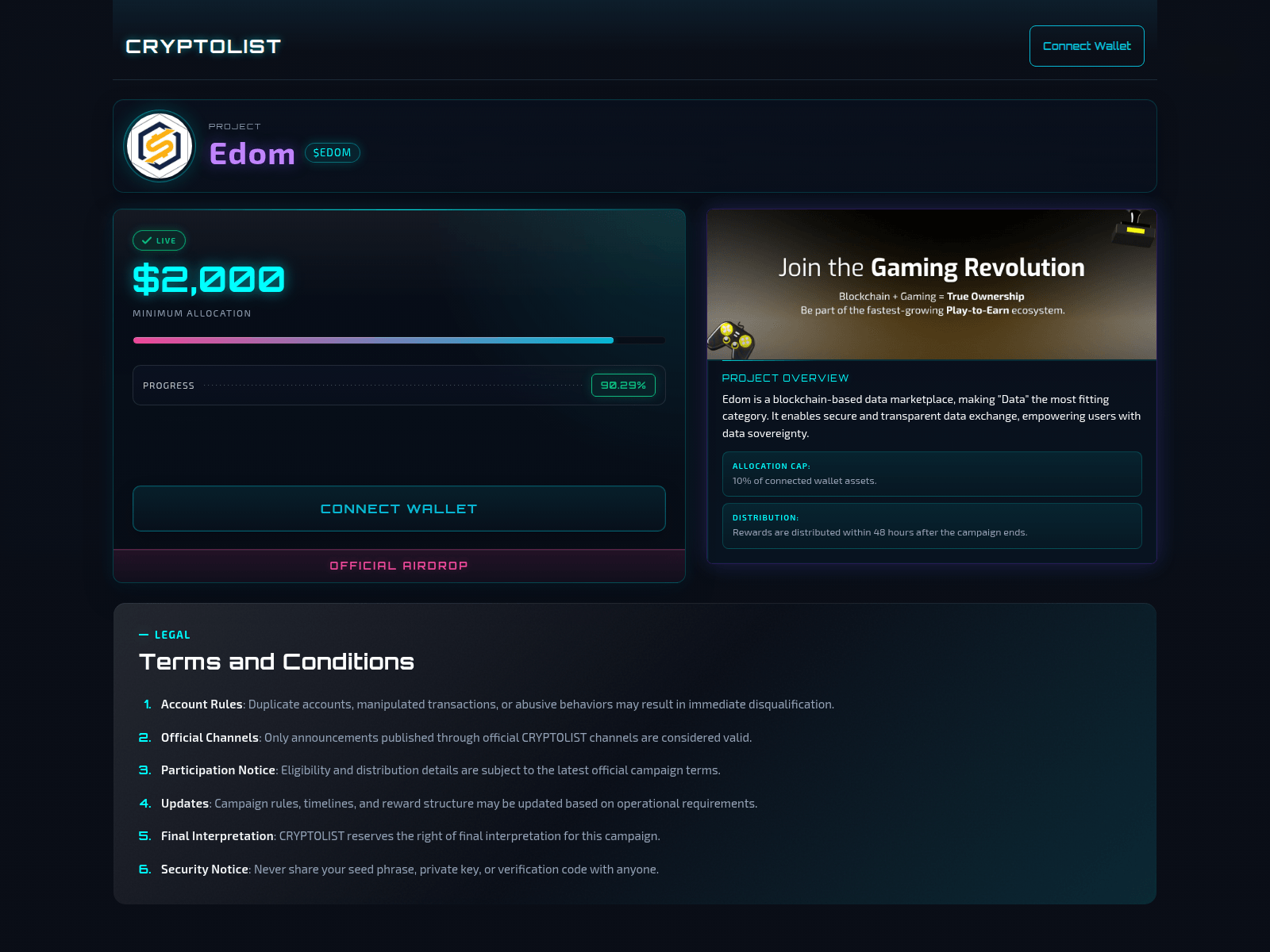 Forensic screenshot of edom.entry-cryptolist.app