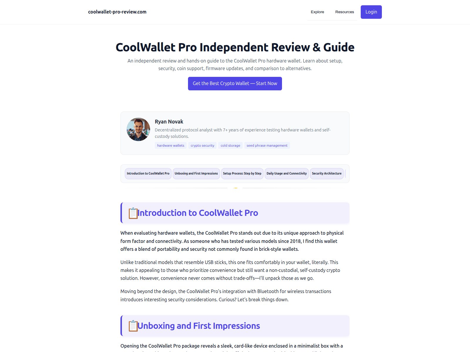 Forensic screenshot of coolwallet-pro-review.com