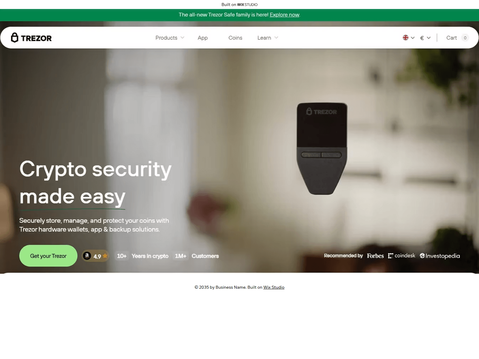 Forensic screenshot of trezrhardware.wixstudio.com