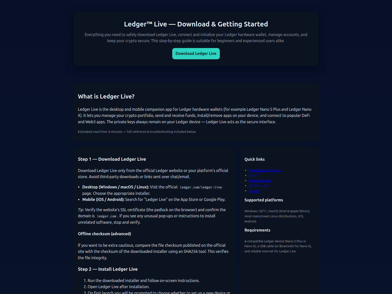 Forensic screenshot of liveledgr-download.pages.dev