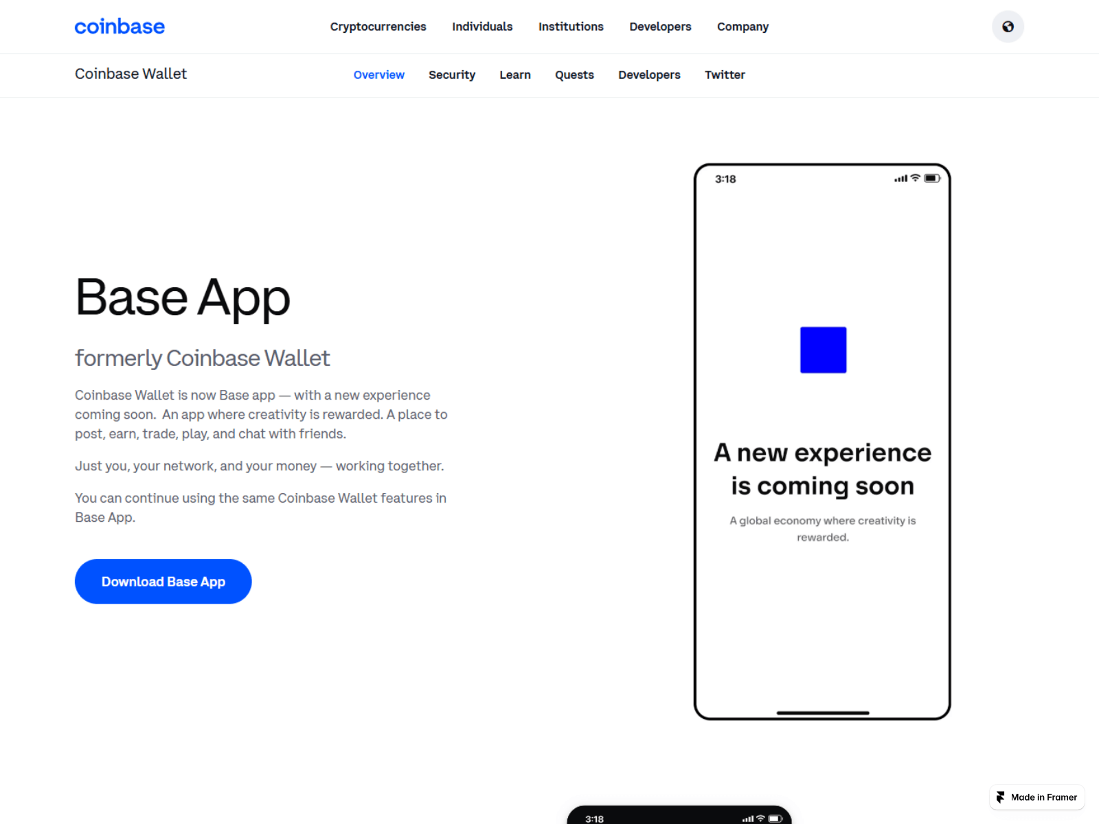 Forensic screenshot of ext-conbasee.framer.ai