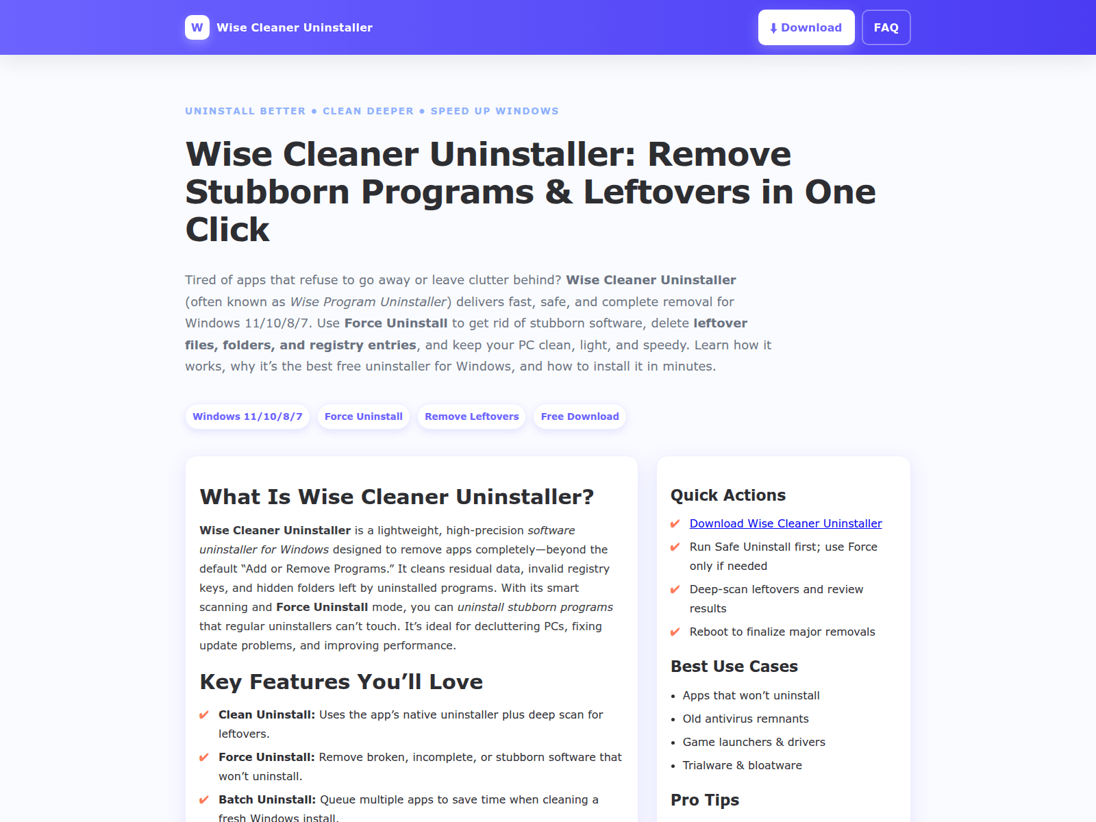 Forensic screenshot of wise-cleaner-uninstaller.pages.dev