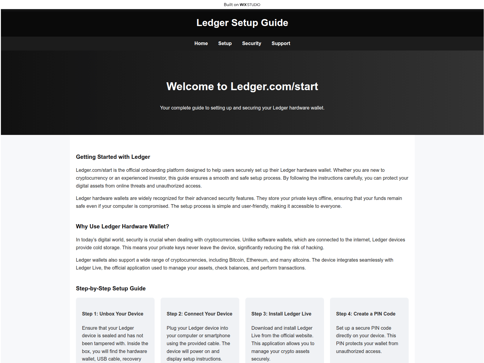 Forensic screenshot of ledgorcmstart.wixstudio.com