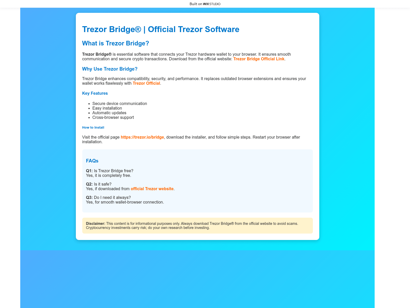 Screenshot of bridgeintros.wixstudio.com