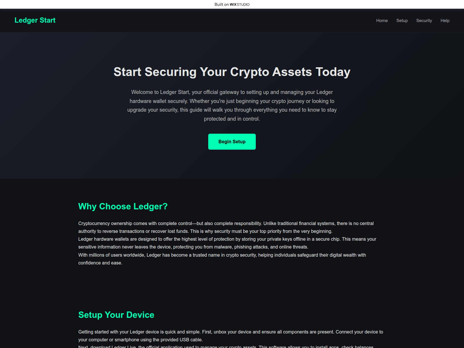 Forensic screenshot of appstarthelp.wixstudio.com