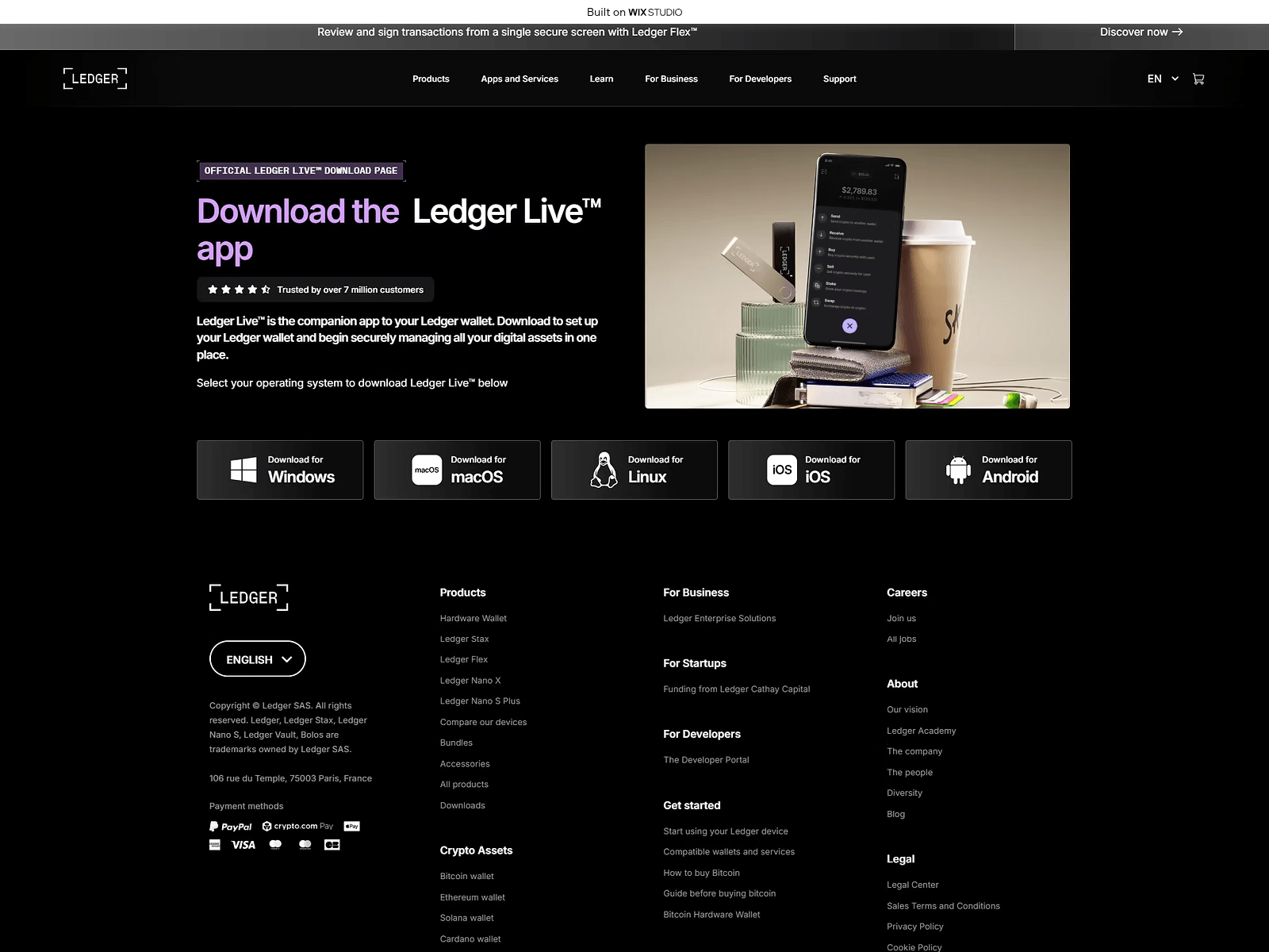 Forensic screenshot of ladger-us.wixstudio.com