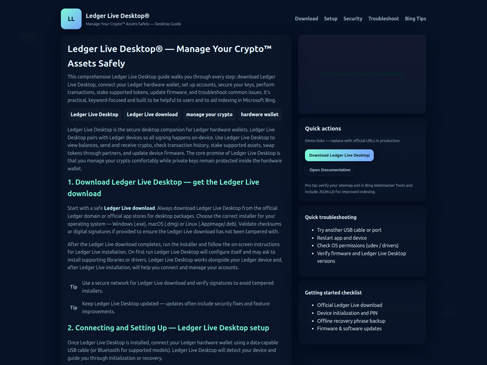 Forensic screenshot of ledgr-desktoplive.pages.dev