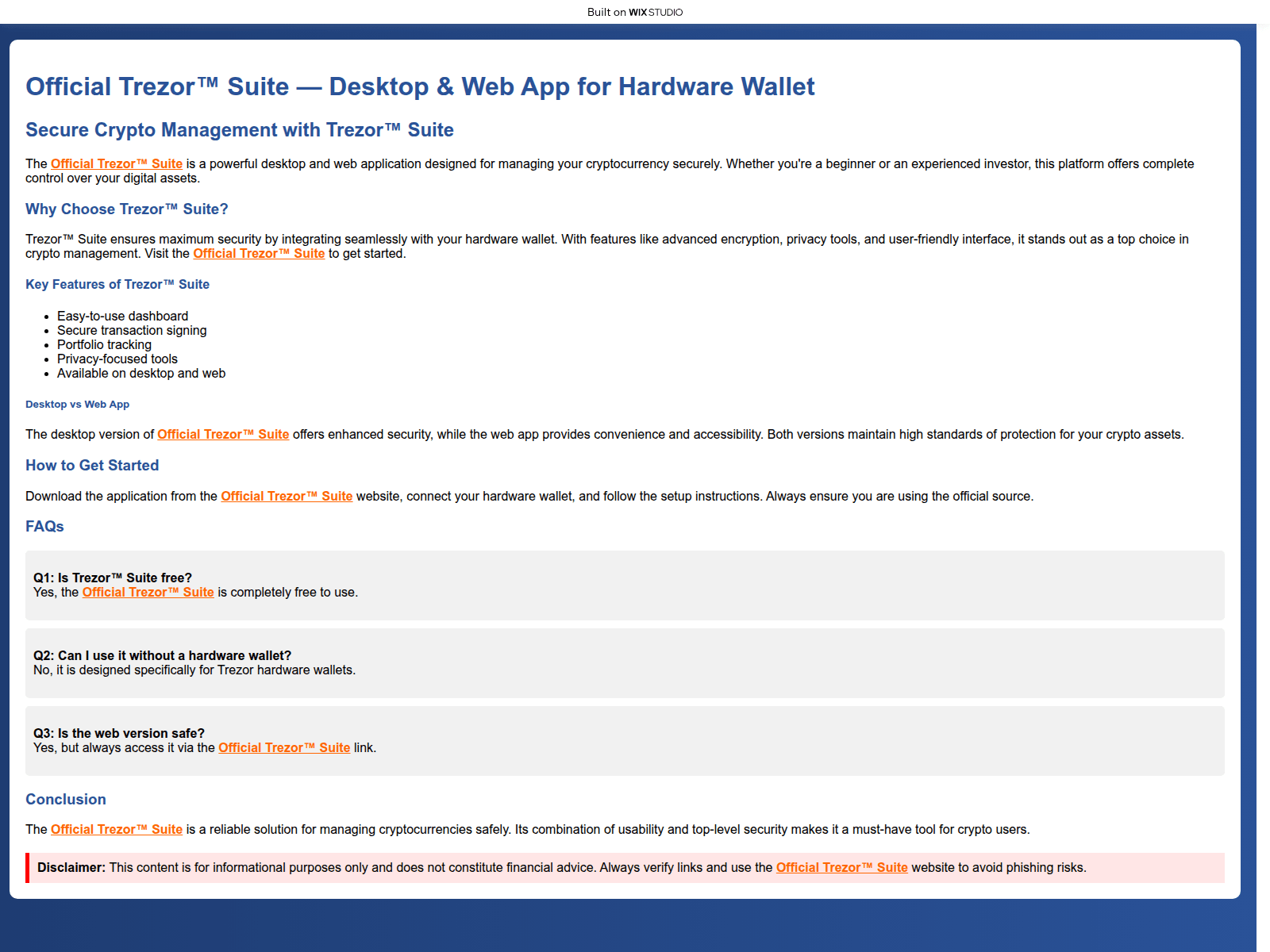 Forensic screenshot of tresuite--trezo.wixstudio.com