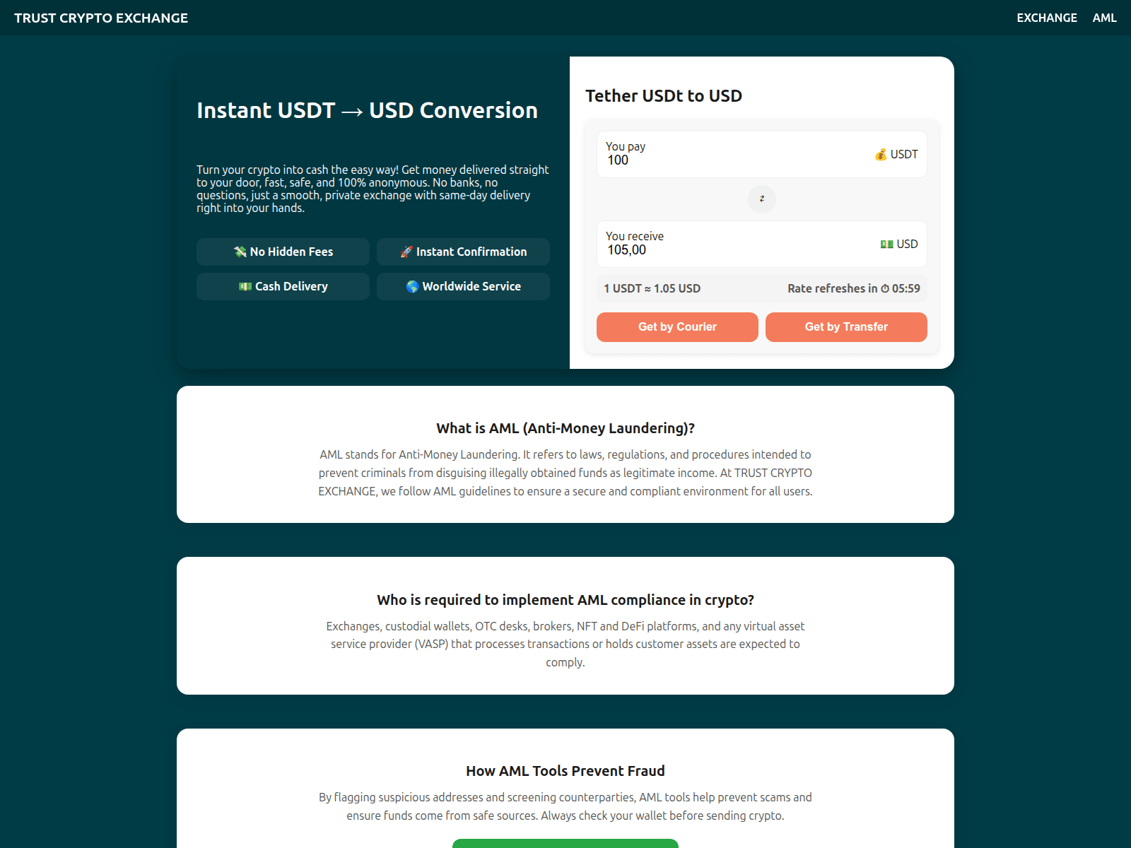 Forensic screenshot of trustcash-exchange.com