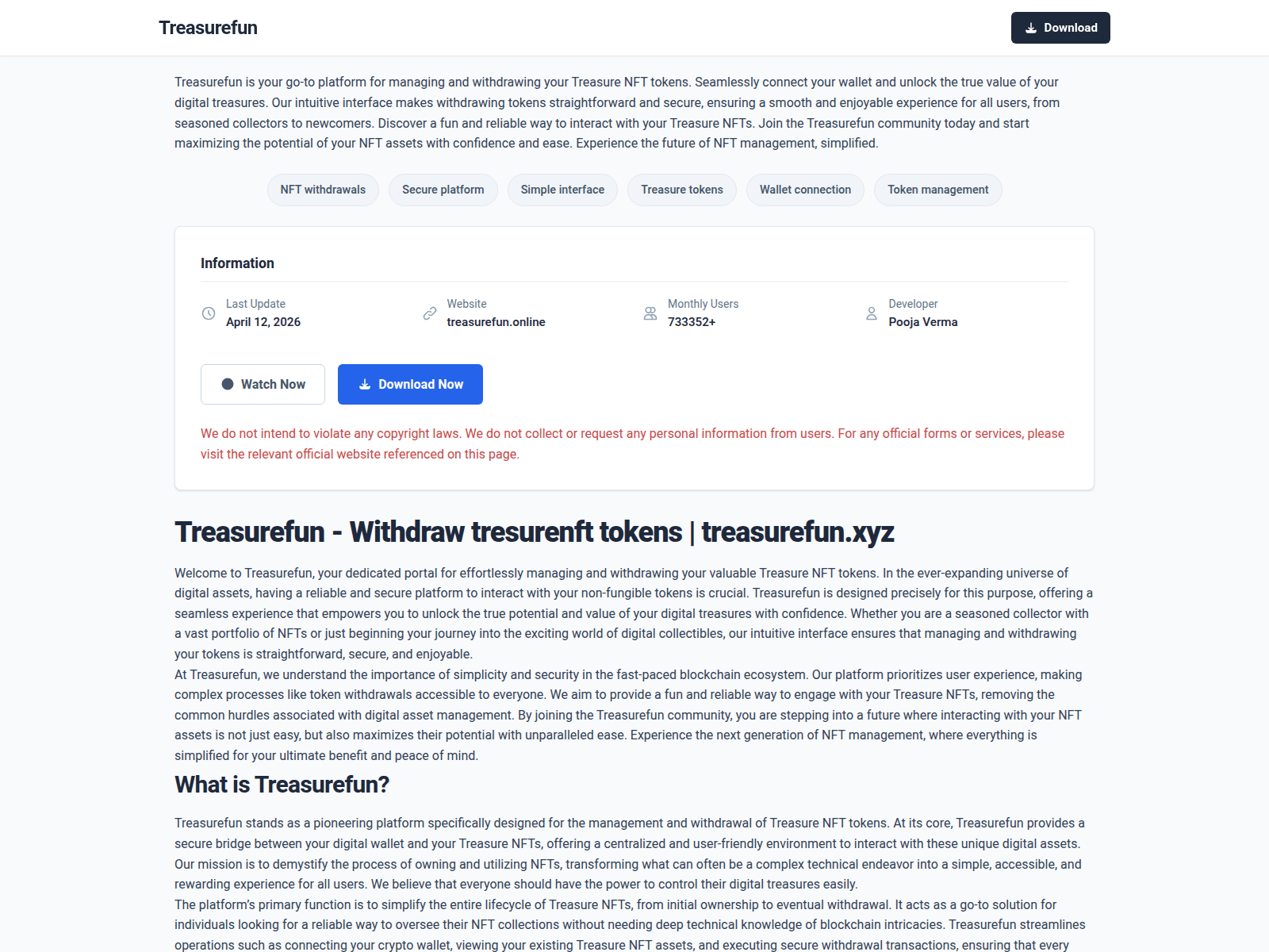 Forensic screenshot of treasurefun.online