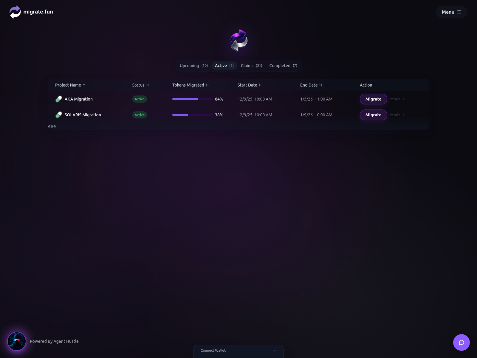 Forensic screenshot of migratefun-m.pages.dev