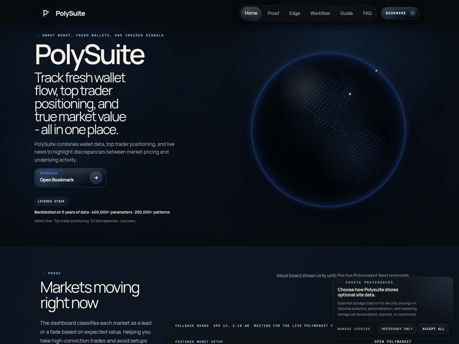 Forensic screenshot of polysuite.io showing the phishing page layout