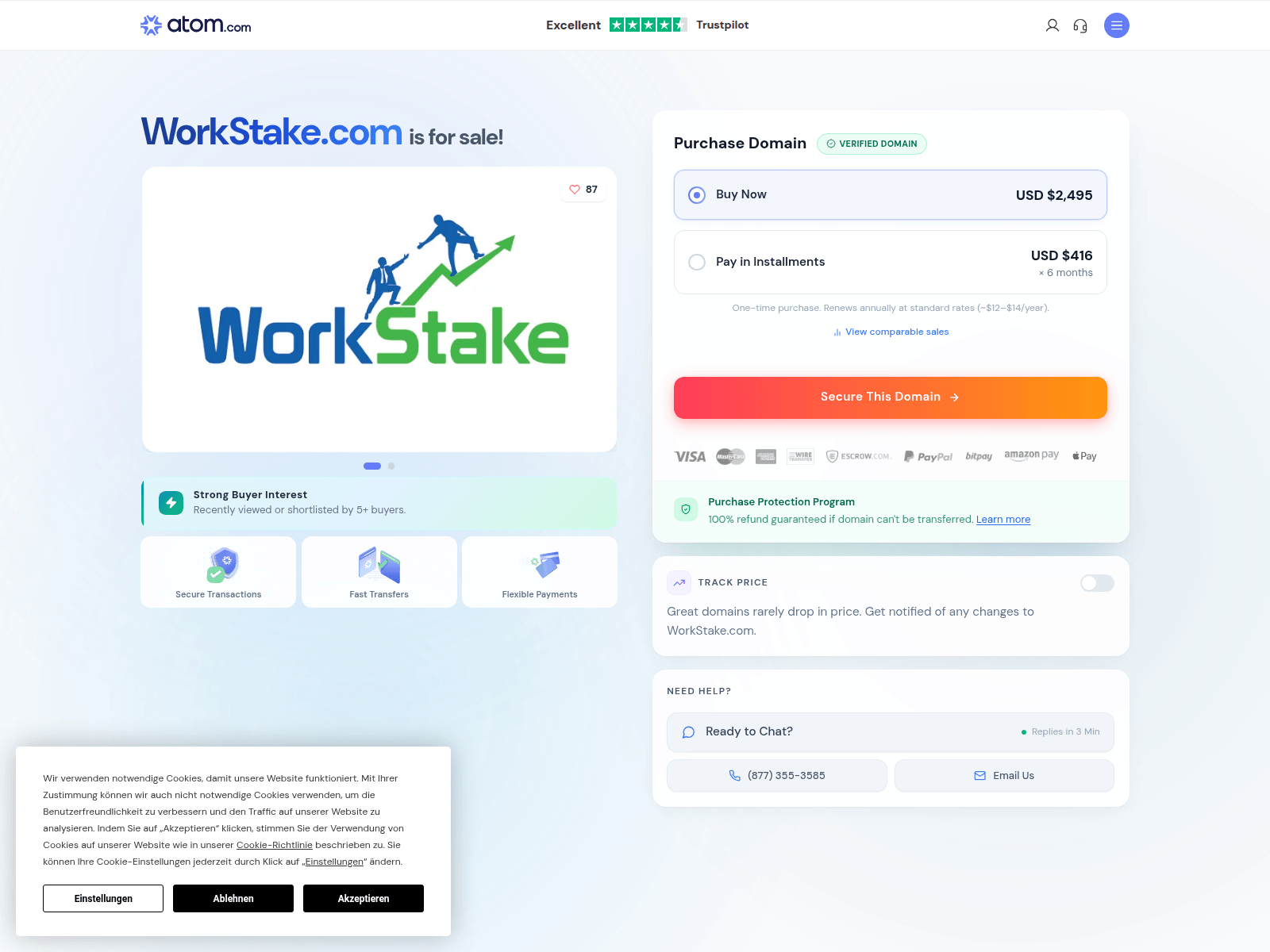 Forensic screenshot of workstake.com showing the phishing page layout