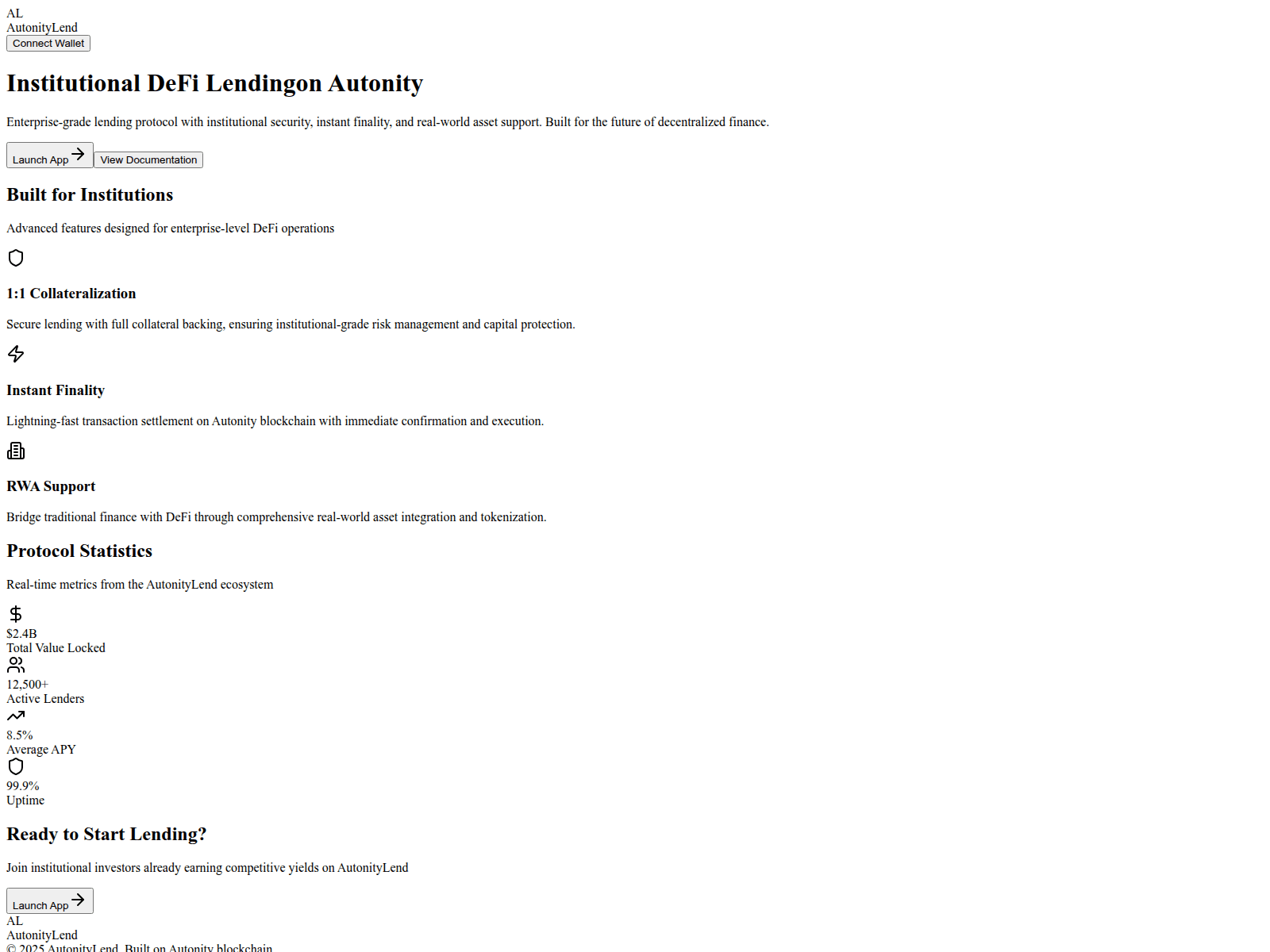 Screenshot of autonity-lend.pages.dev