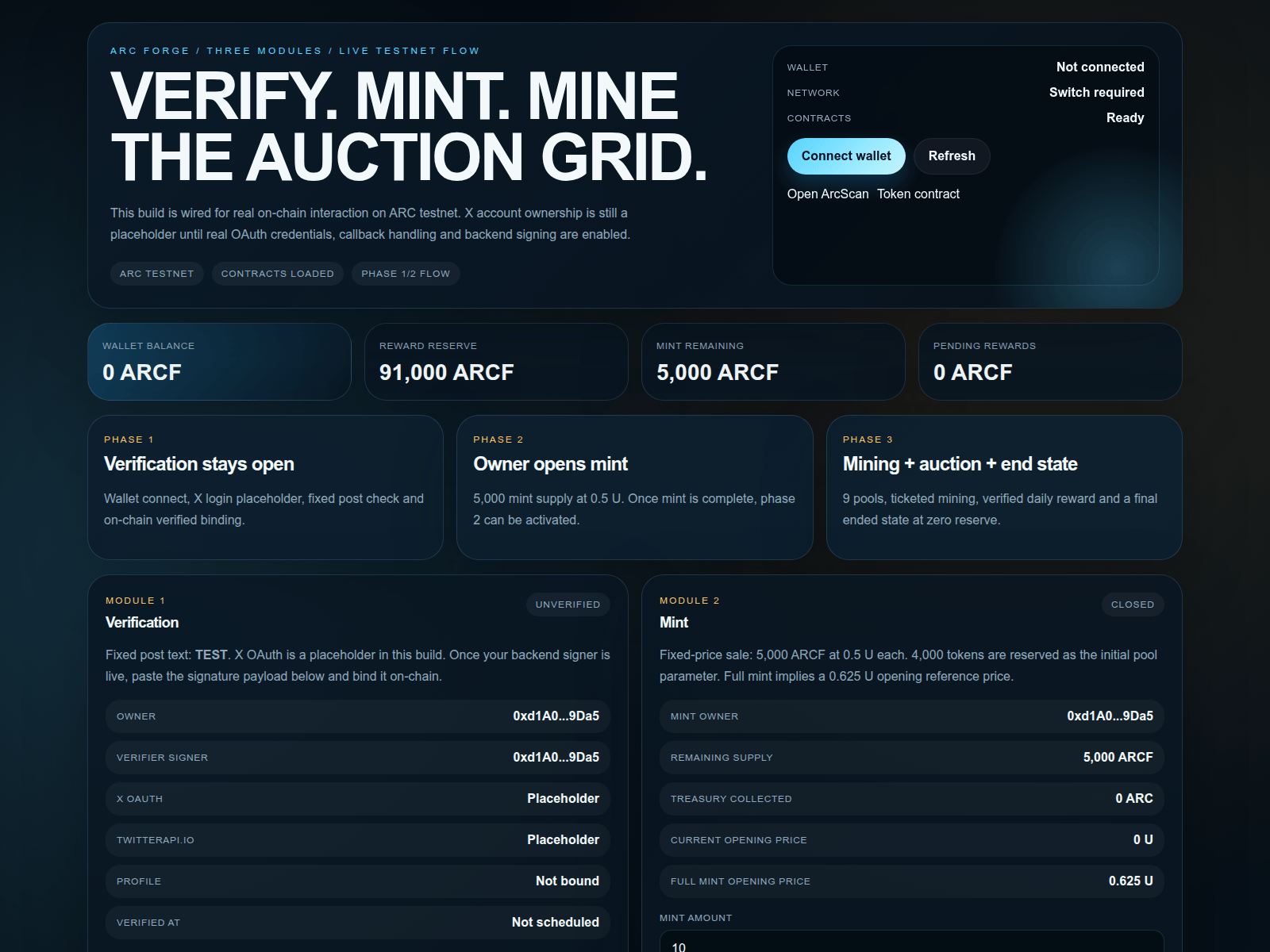 Screenshot of arcforge.network