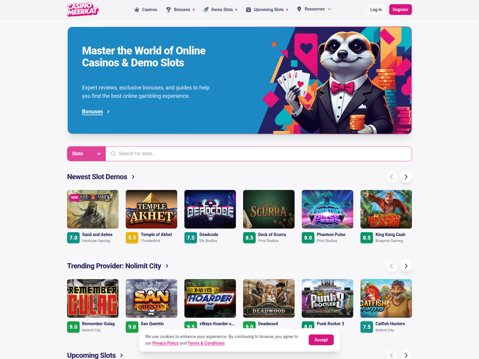 Знімок екрана casinomeerkat.com