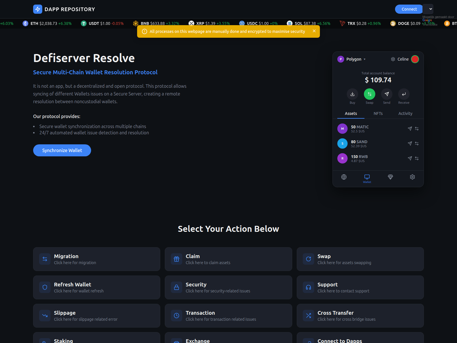Screenshot of resolvedefiserver.org