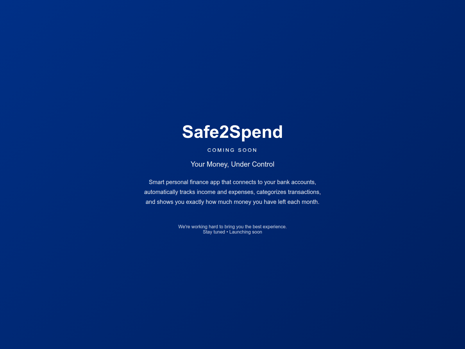 Screenshot of safe2spend.finance