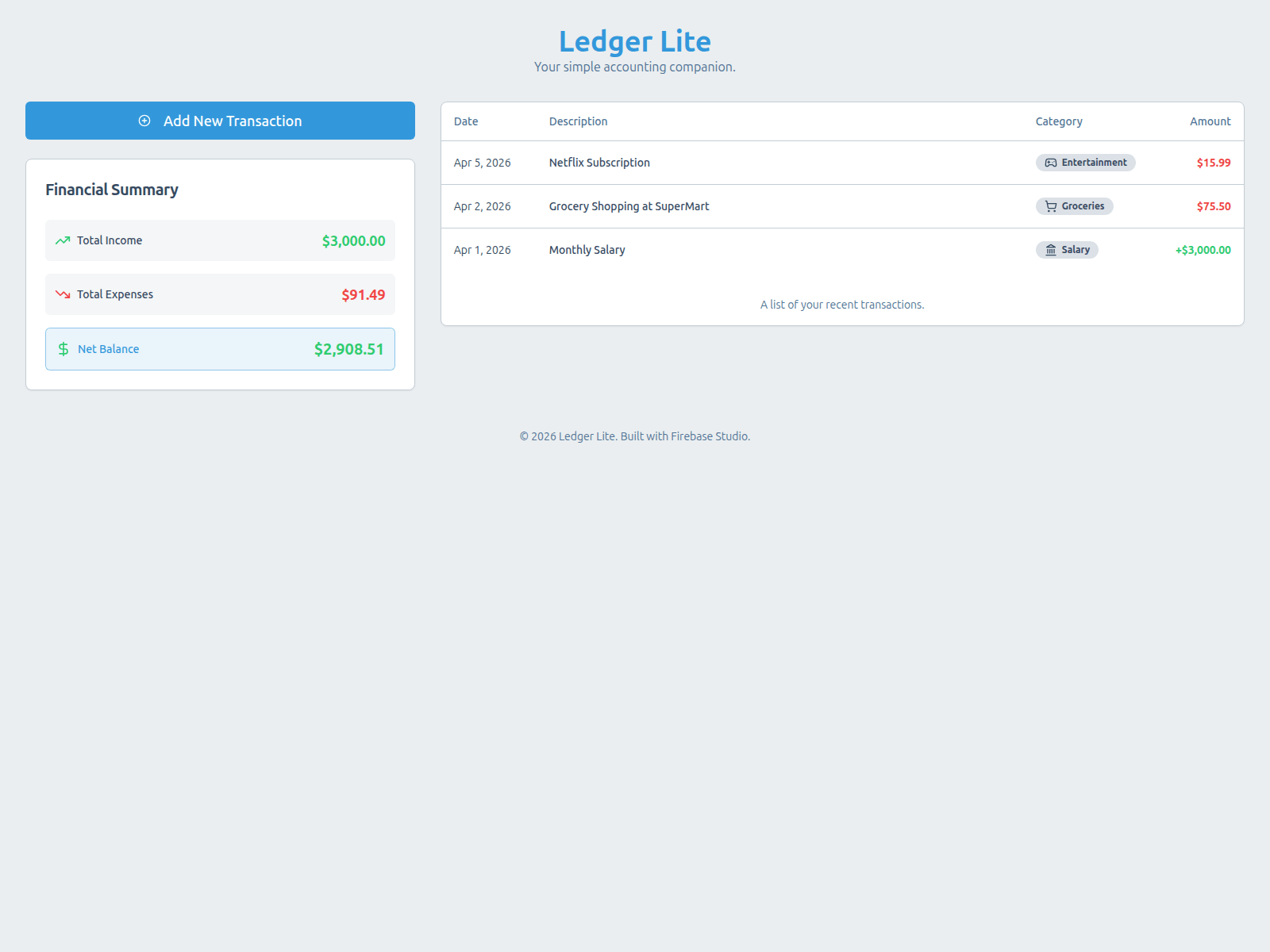 Screenshot von studio--ledger-lite-l3uom.us-central1.hosted.app