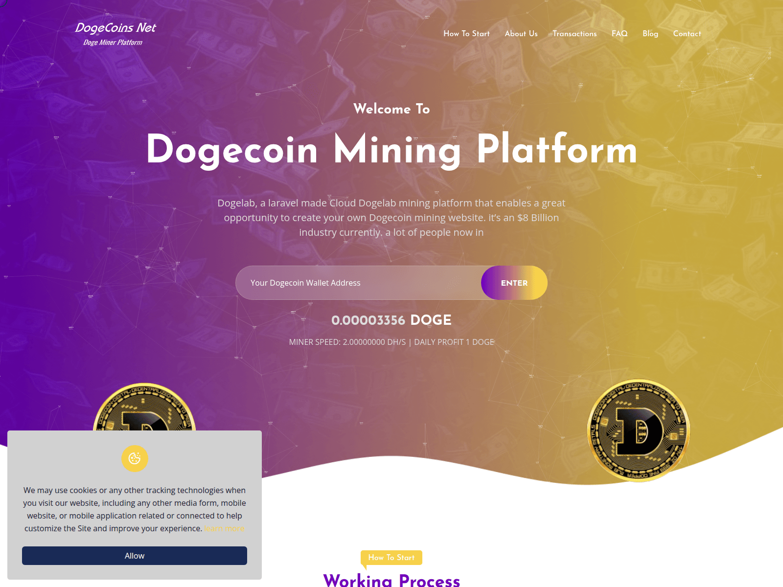 Screenshot of dogecoinsnet.com.affiliasystem.com