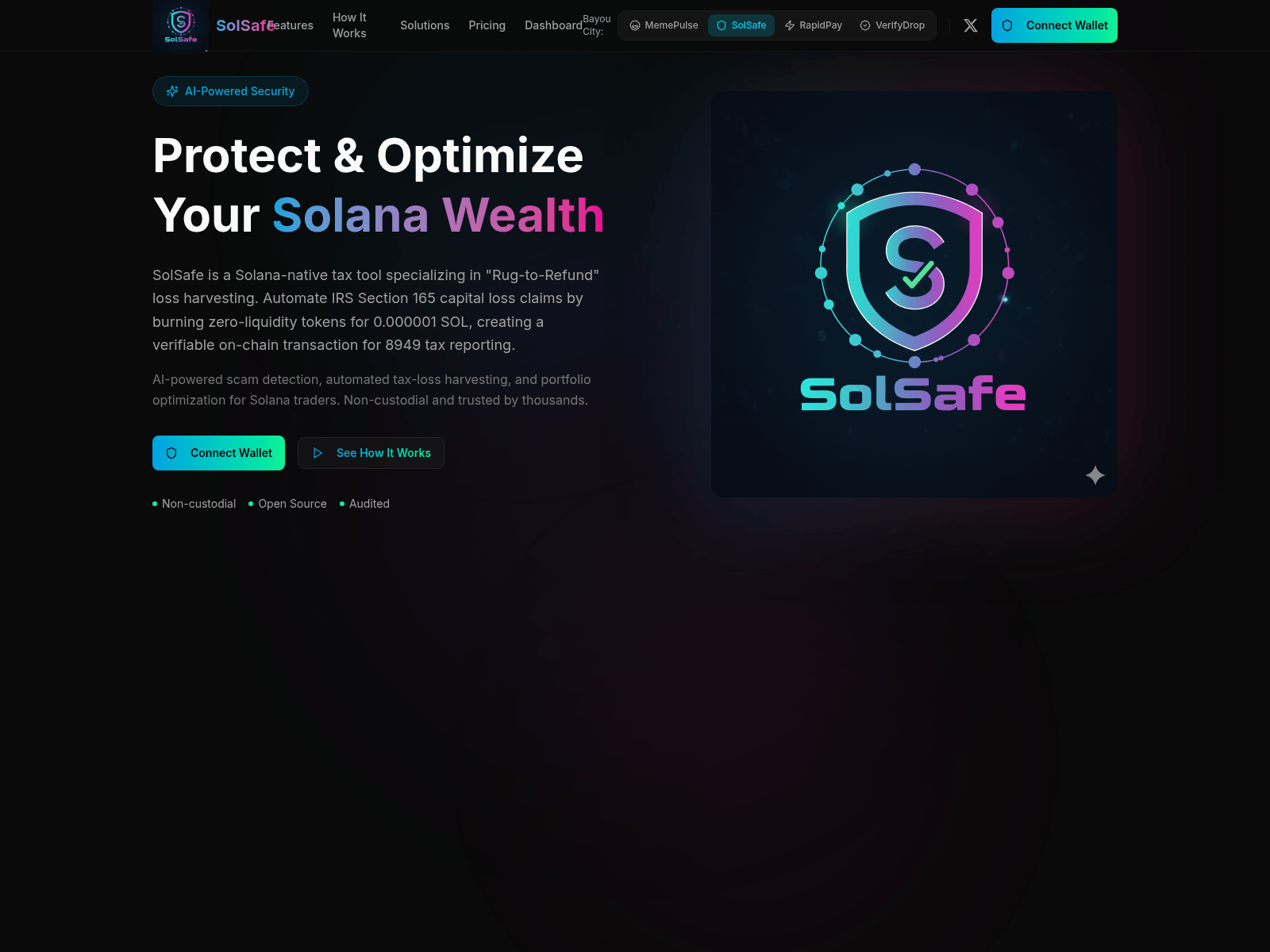 Screenshot of www.getsolsafe.com