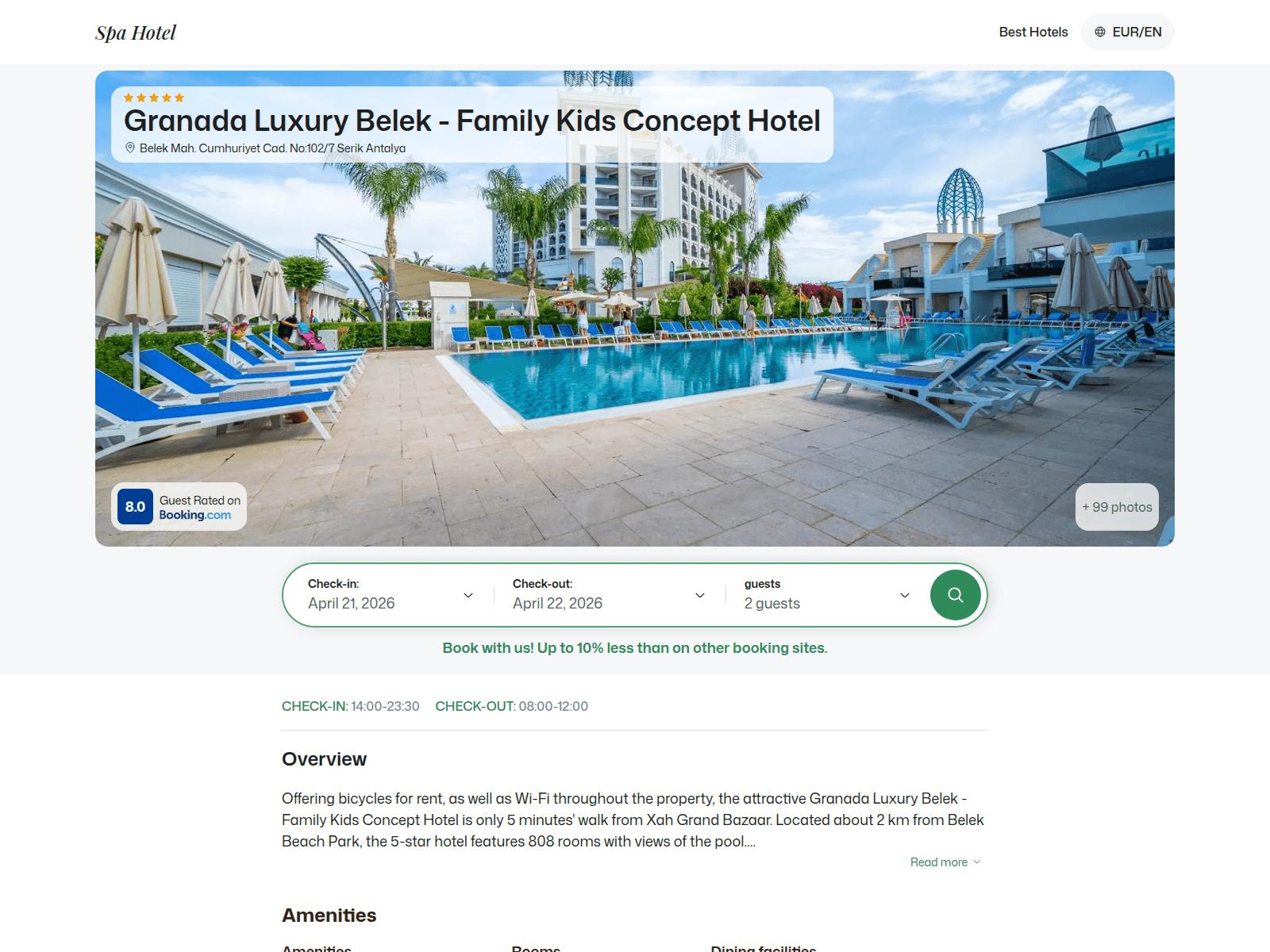 Screenshot of granadaluxurybelekfamilykidscept.spahotel.guru
