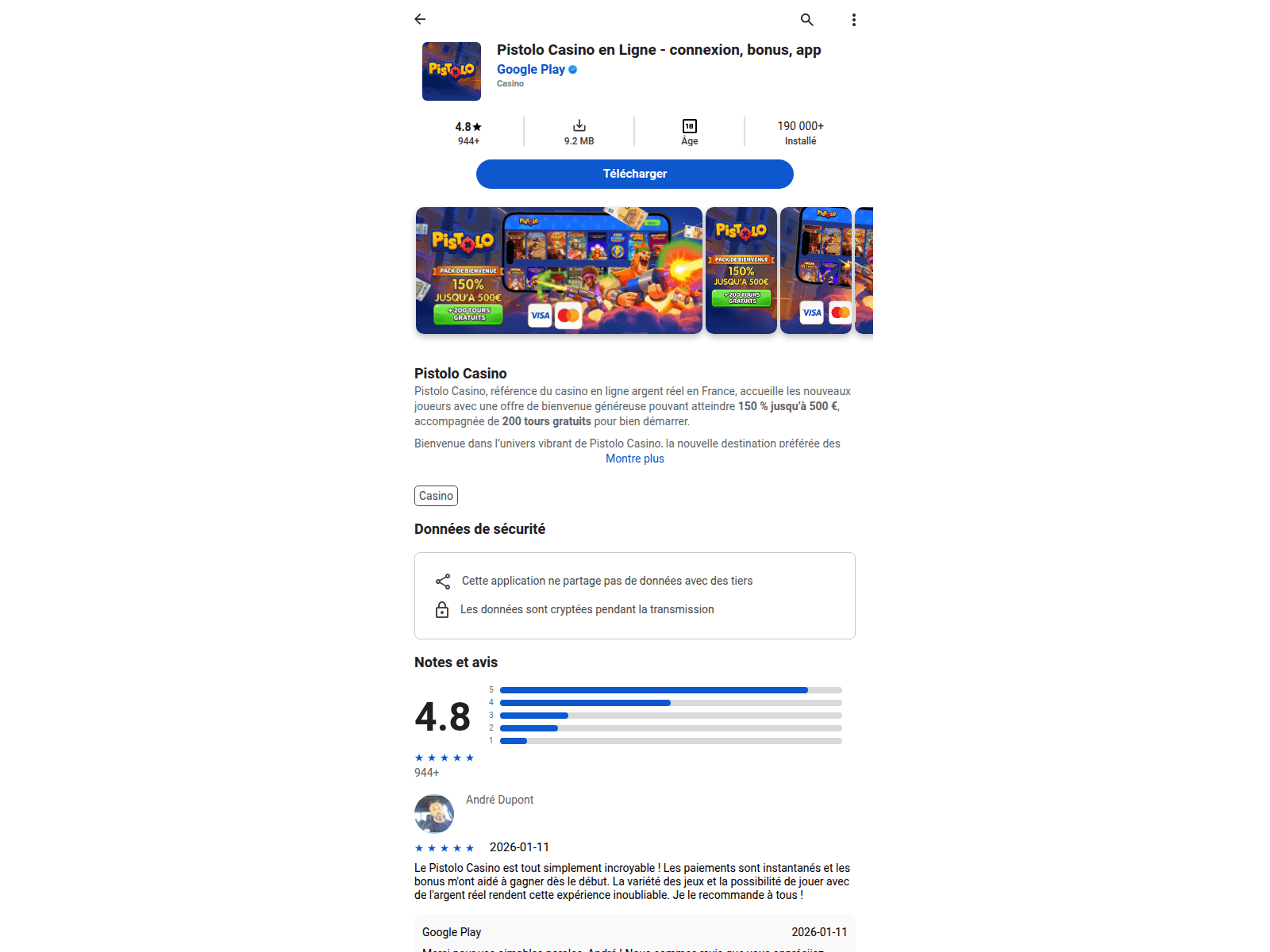Знімок екрана pistolo-casino-fr.com