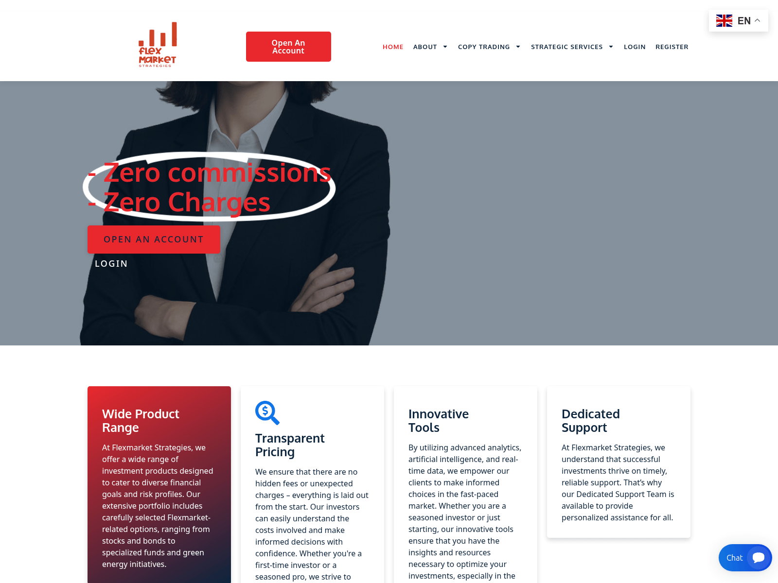 Captura de tela de flexmarketstrategies.com