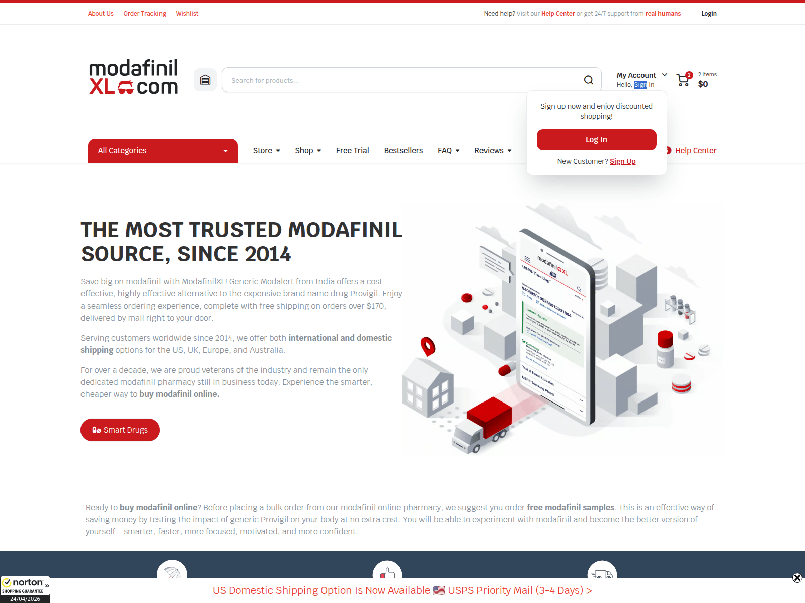 Screenshot of buymodafinilsonline.com