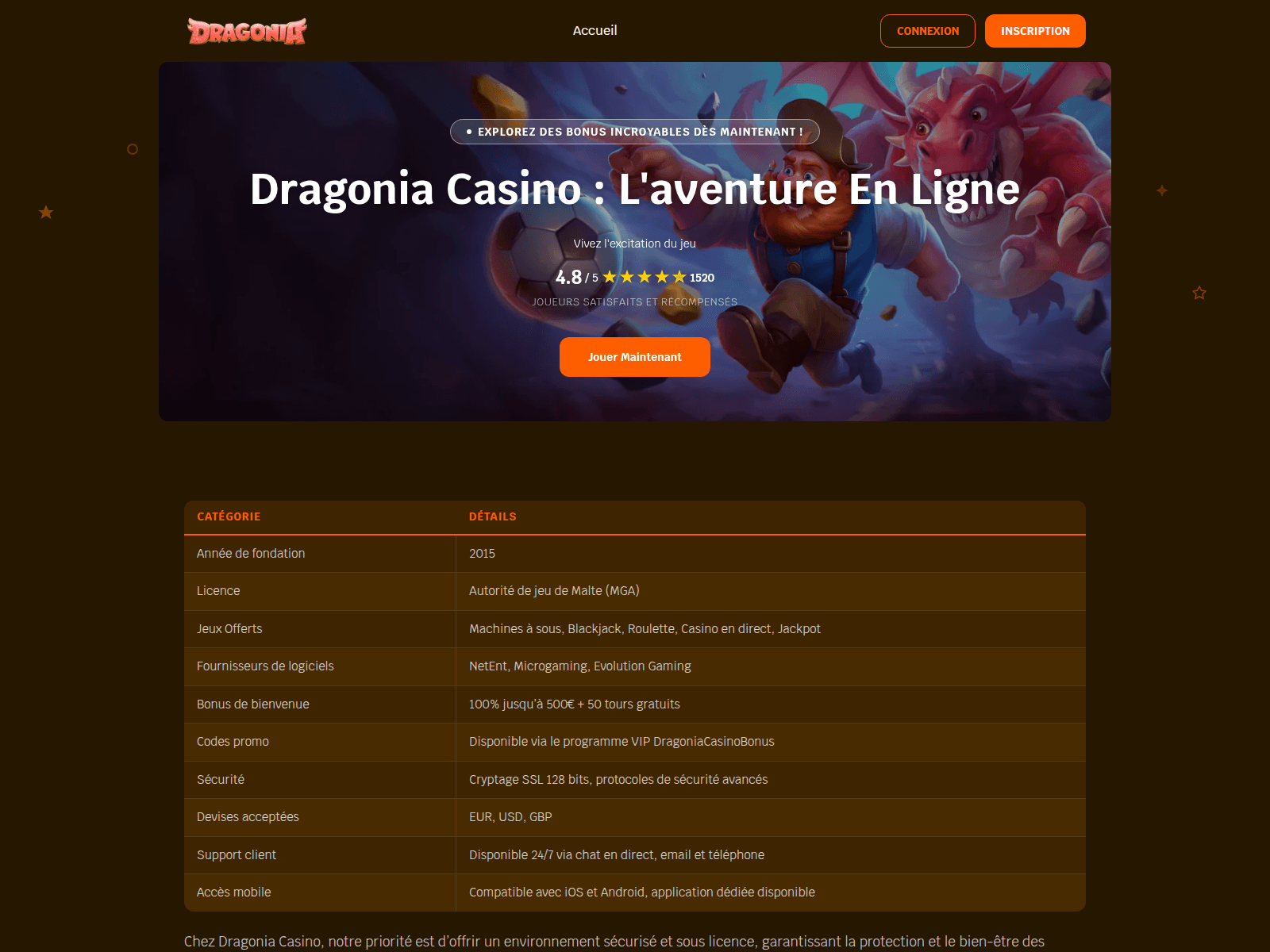 Знімок екрана casinos-dragonia-france.com