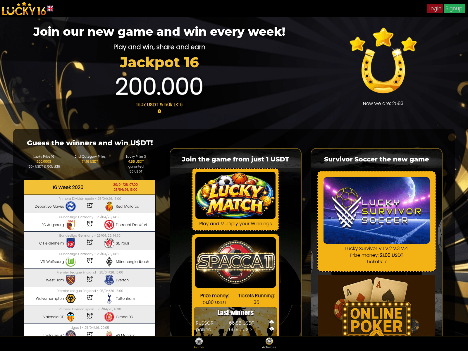 Screenshot von lucky16.org