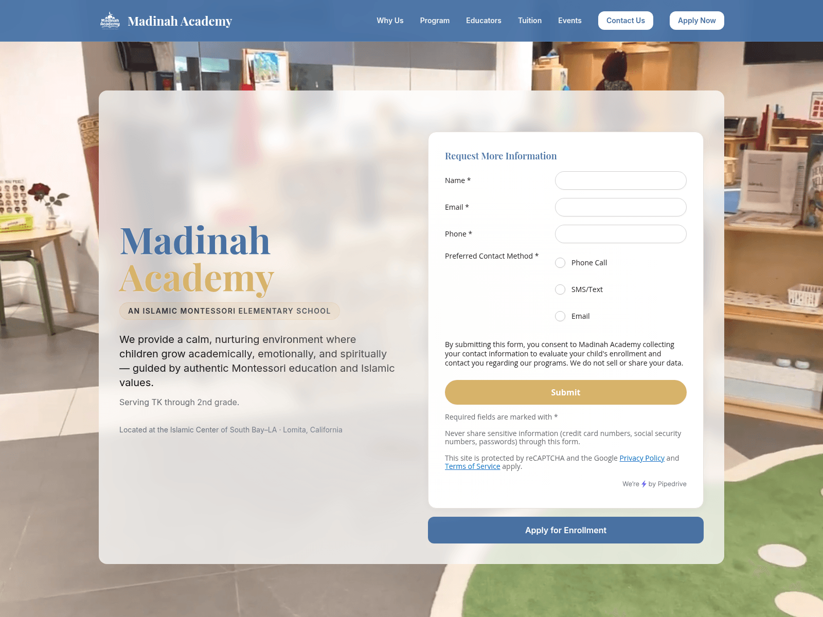 Screenshot von madinahacademyicsb.org