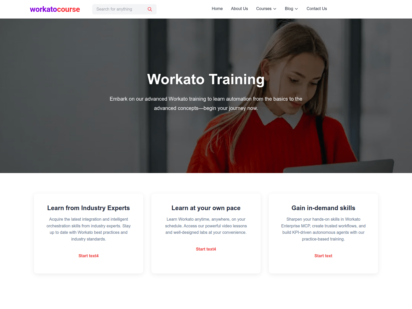 Знімок екрана workatocourse.com