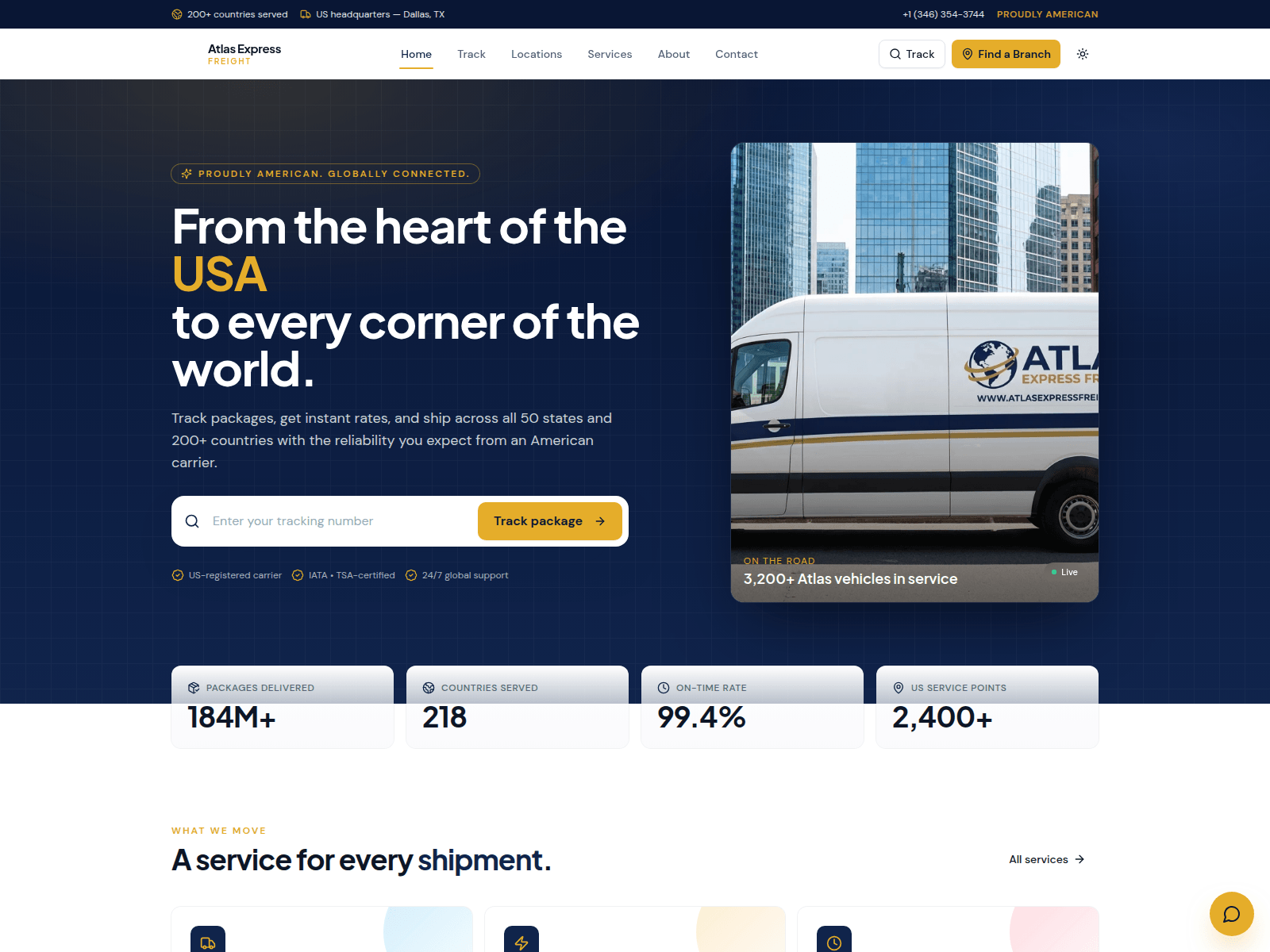 Captura de tela de atlasexpressfreight.com