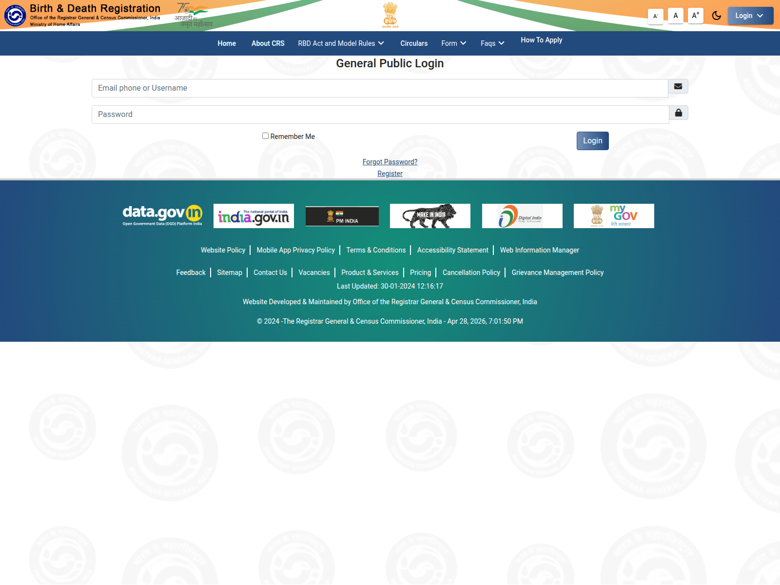 Screenshot of dc.crsorgi.gov.in.govaco.shop